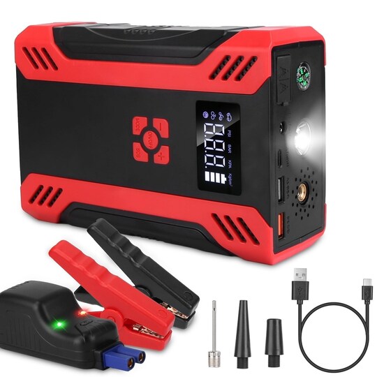 Car Jump Starter With Air Compressor Portable Car Battery Booster With Digital Tire Inflator With 2000Mah Peak Current, Model: 2HQENZY-Jump Starter | Michaels Car Jump Starter With Air Compressor Portable Car Battery Booster With Digital Tire Inflator With 2000Mah Peak Current, Model: 2HQENZY-Jump Starter | Michaels